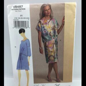 Vogue 8487 Woman Sewing Pattern Drop-Waist Dresses Sizes 16-18-20-24